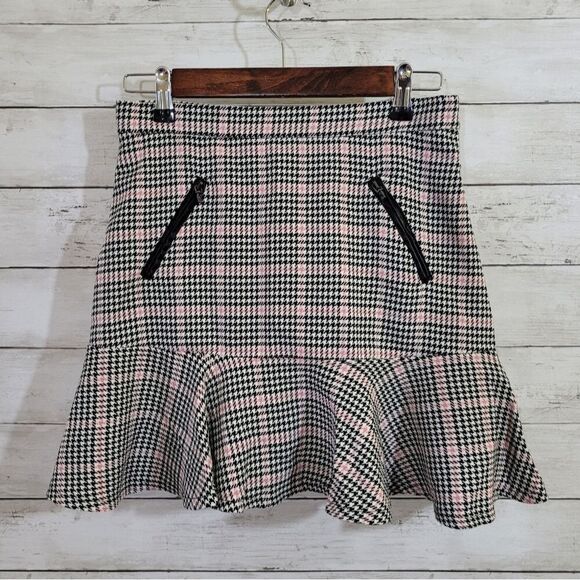 Mayoral Skirt Black & Pink Houndstooth Check with Ruffle Hem  Size 16 - Picture 9 of 12